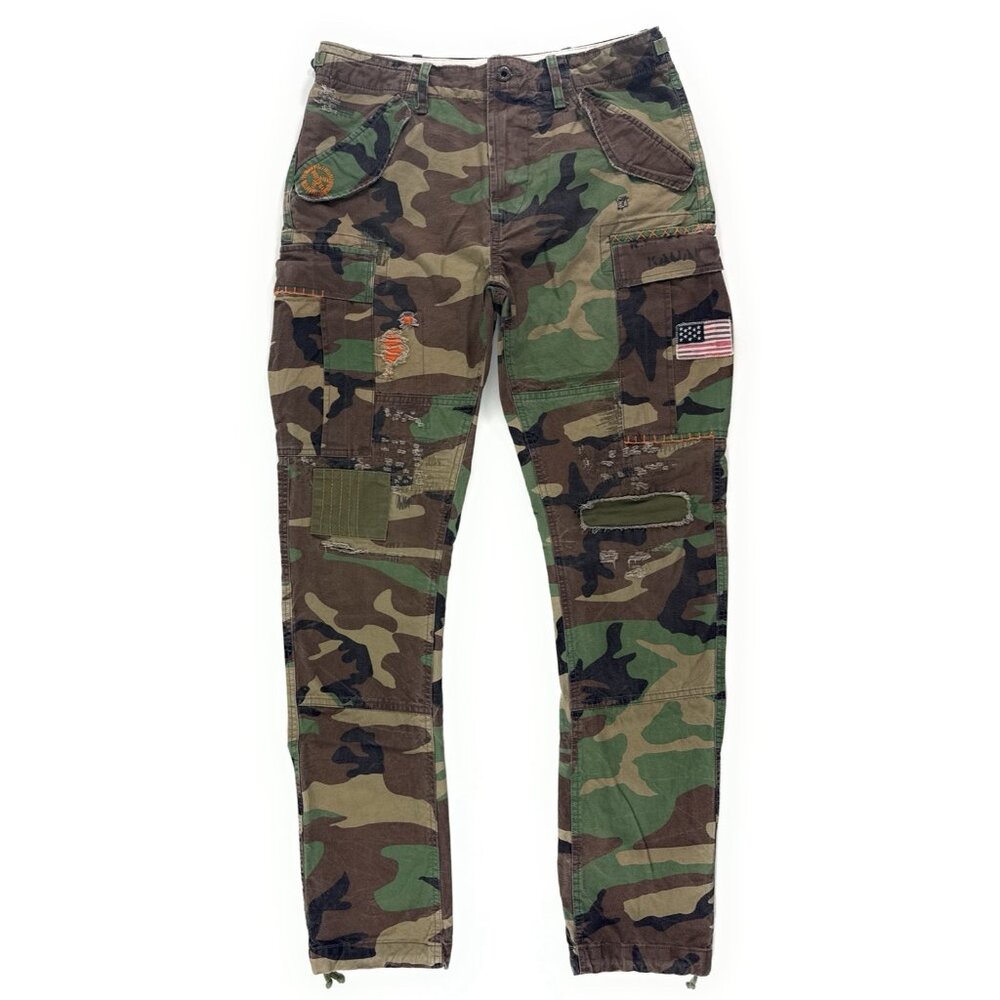 Polo Ralph Lauren Kauai Camo Cargo Utility Field Pants Sz 32x32 Distressed Flag